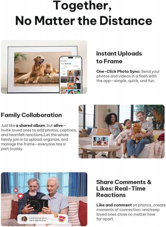 AI Magic Frame 10.1"-WiFi Digital Picture Frame with 64GB,1920 x 1200 IPS FHD Touchscreen,Motion Sensor,Dynamic AI Photo,Unlimited Cloud Storage, Gifts for Birthday/Family/Home Decor