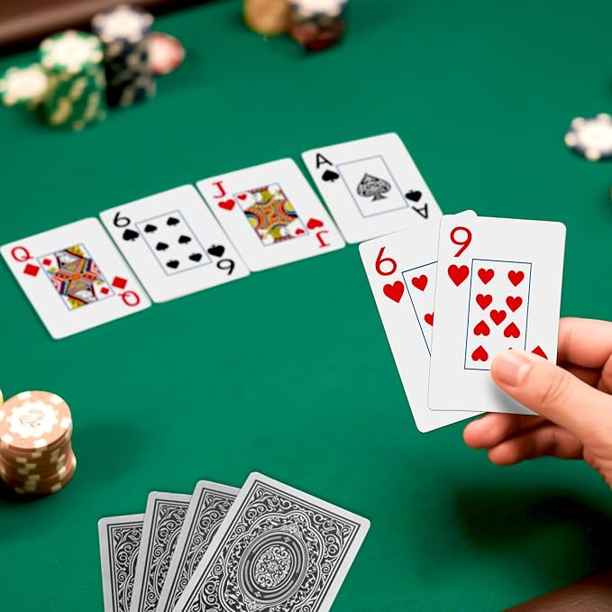 Plastic Playing Cards Waterproof Cards, Deck of Cards, Large Print Playing Cards for Adults Seniors, Premium Poker Card for Blackjack, Euchre, Canasta, Go Fish Card Games (Silver)