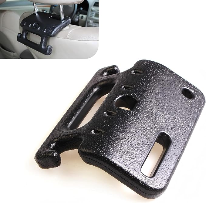Car Seat Headrest Hook, Durable Multi-Function Grip with Hooks, Back Seat Headrest Support Grab Handle for Aiding Entry Exit & Holding Groceries, Universal for Most Cars (Black)