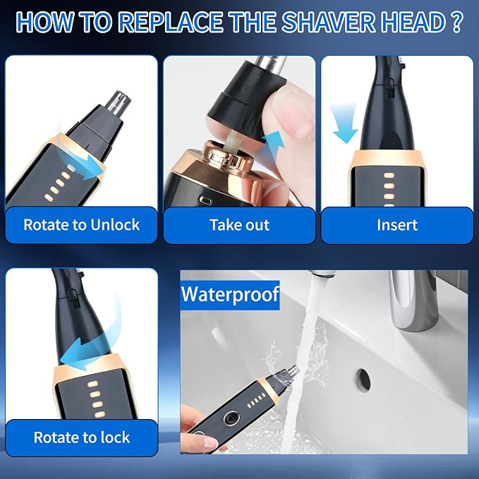 2026 Rechargeable Nose & Ear Hair Trimmer, Dual-Edge Blade Electric Clipper for Women Men, Facial & Eyebrow Hair Removal Tool, Powerful Motor, Painless, Easy to Clean