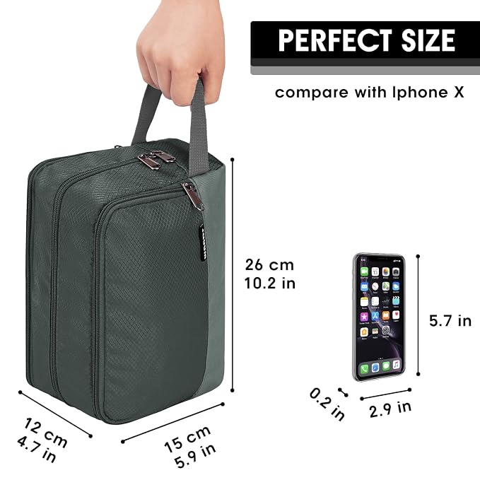 WANDF Travel Toiletry Bag for Men, Small Dopp Kit for Toiletries | Water-Resistant Fabric, Travel Bag for Toiletries, Compact Storage, Shaving Accessories, Weekend Trips