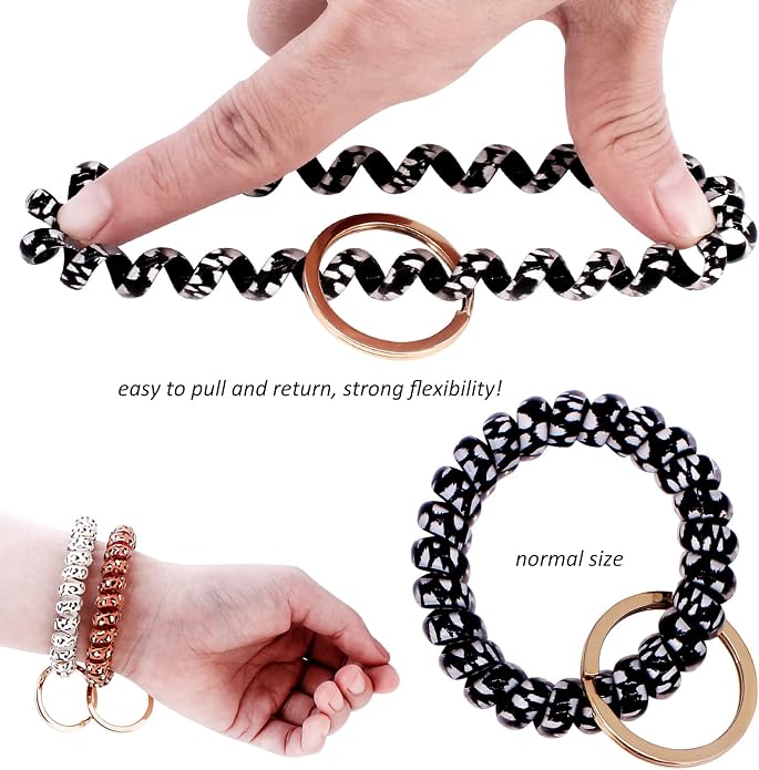 BIHRTC Stretchable Wristband Wristlet Keychain Elastic Coil Spring Spiral Key Chain for Gym Pool Sauna Outdoor Activities