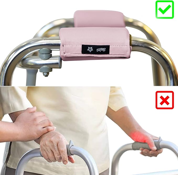 Universal Walker Padded Covers Non-Slip Cushion Foam for Folding Wheelchair Rollator Walker Grips Padded Hand Covers 2-Pack Walker Pads for Hands Pink
