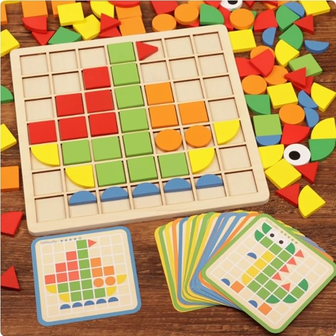 Dementia Activities for Seniors, 120 Pieces Wooden Matching Puzzle Games for Elderly, Alzheimers Products for Older Adults,Shape Puzzle Memory Game for Adults Dementia Patients