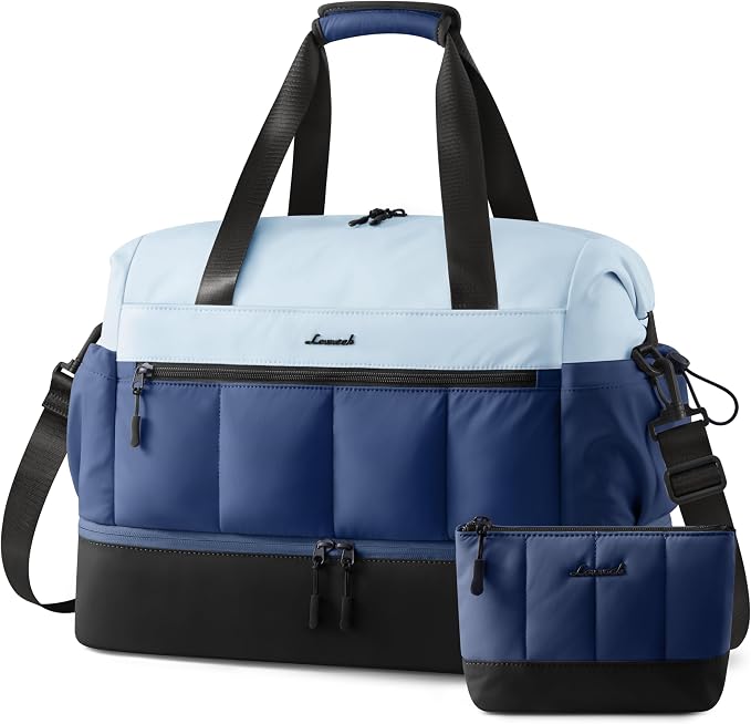 LOVEVOOK Travel Duffel Bag, Weekender Bags for Women, Large Overnight Bags with Shoe Compartment, 38L Carry on Gym Hospital Bag with Wet Pocket, 2 Pcs