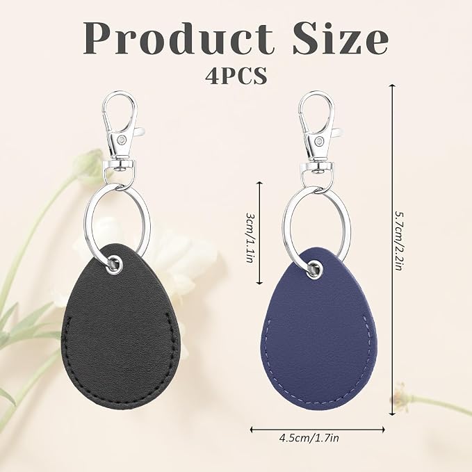 Psyqtsuary Leather Key Fob Holder, 4 Pcs PU Leather Keychain Key Holder for Keychain General Keys Fob, for Keys ID Keys Cards
