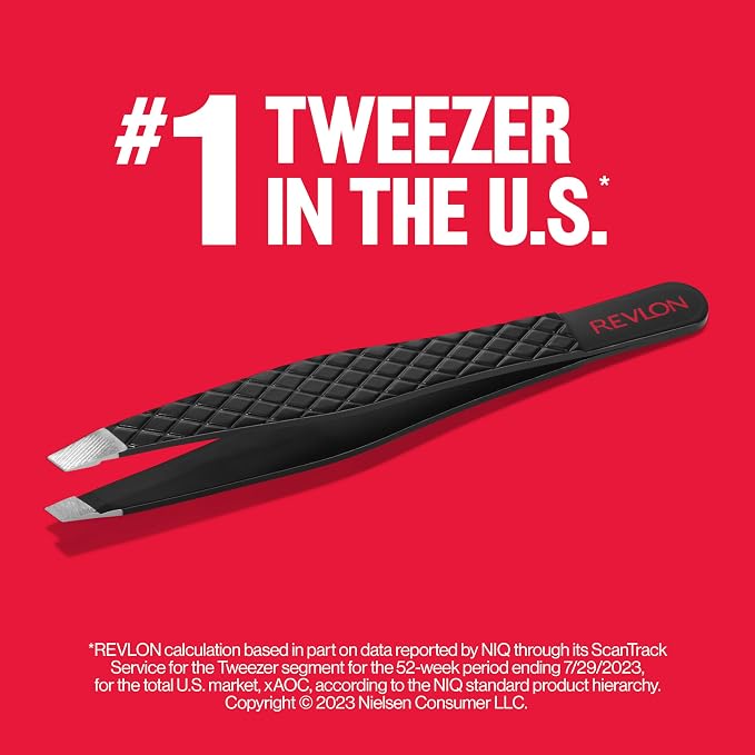 Revlon Eyebrow Tweezer, Stainless Steel | Pack of 2 | For Men & Women
