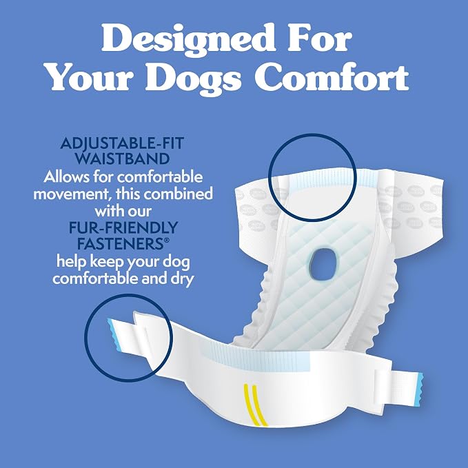 Simple Solution Female Dog Diapers, Disposable Dog Diapers, XXL, 30 Count | Dog in Heat, Potty Training, Incontinence Support, Leak Proof, Puppy Training, Disposable Protection, Secure Fit, 22-37 Inch