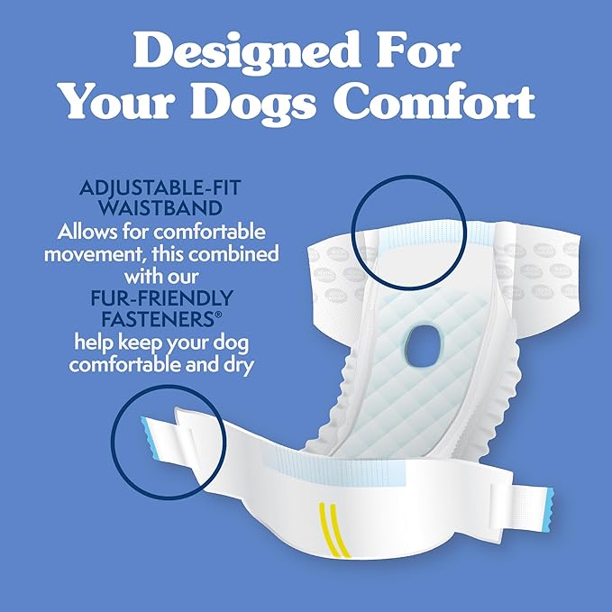 Simple Solution Female Dog Diapers, Disposable Dog Diapers, L/XL, 12 Count | Dog in Heat, Potty Training, Incontinence Support, Leak Proof, Puppy Training, Disposable Protection, Secure Fit, 18-27 Inch