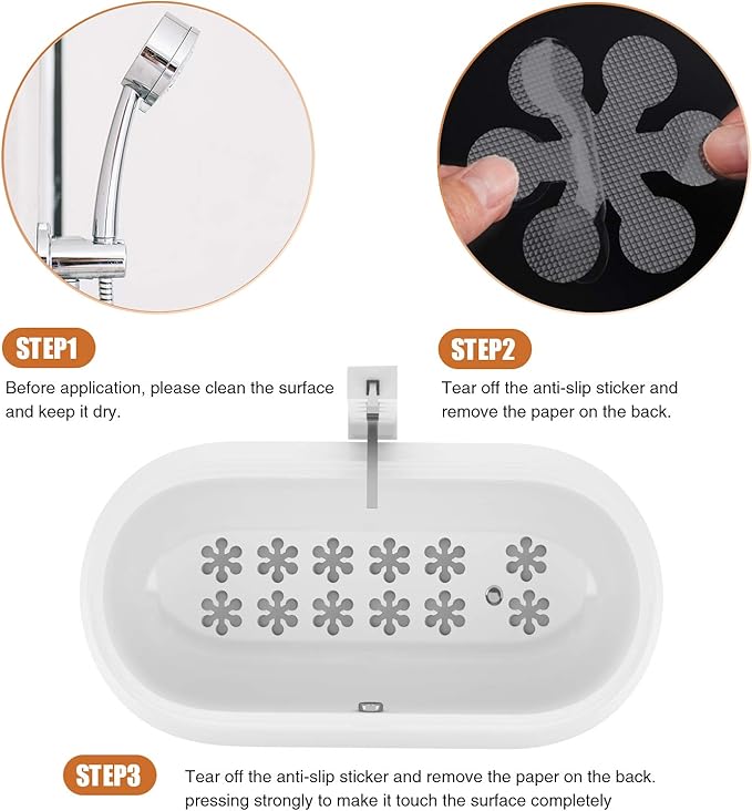 Bathtub Stickers Non-Slip, 36 PCS Grey Safety Shower Treads Adhesive Appliques with Premium Scraper