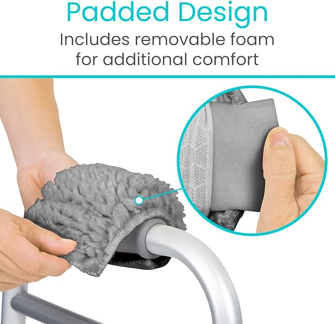 Vive Walker Handle Cushions (2-Pack) Extra Soft Sheepskin Grips - Padded Hand Cover Accessories for Folding Rolling Wheelchair, Rollator Handle, Senior, Elderly Grippers - Foam Padding for Disability