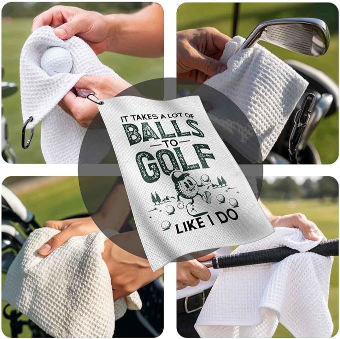 Funny Golf Towel with Clip, Golf Bag Accessories for Women, Golf Gifts for Men Mom Grandma Player,16x24inch Waffle Weave Microfiber Golf Towels,Birthday Christmas Retirement Golfer Gifts