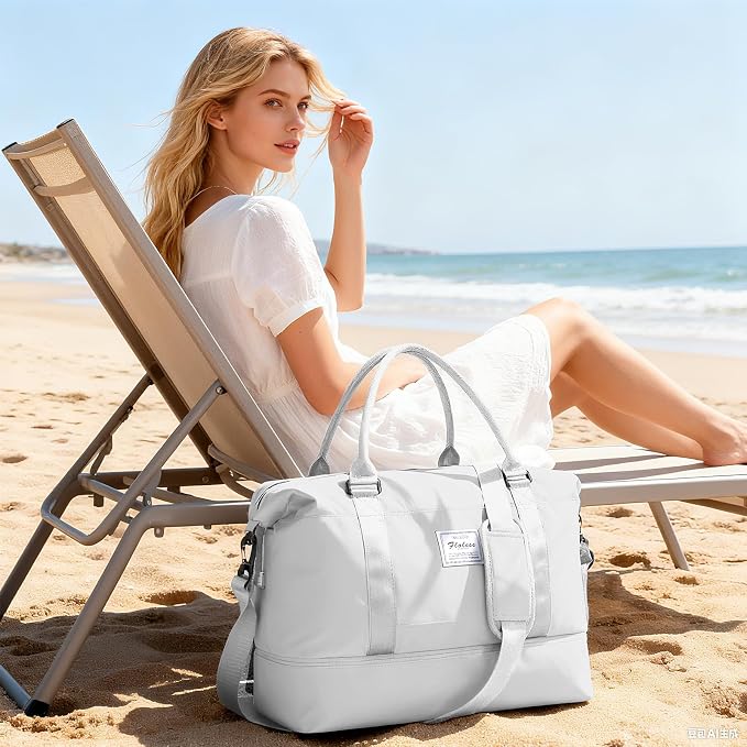 Travel Duffel Bag, Sports Tote Gym Bag, Shoulder Weekender Overnight Bag for Women
