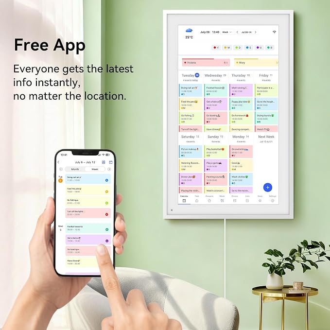Digital Calendar, 15.6" Smart Wall Touchscreen Interactive Display for Family Schedules, Chore Charts, Achievement Rewards Multi-Phone Two-Way Sync Wall Planner Digital Photo Frame