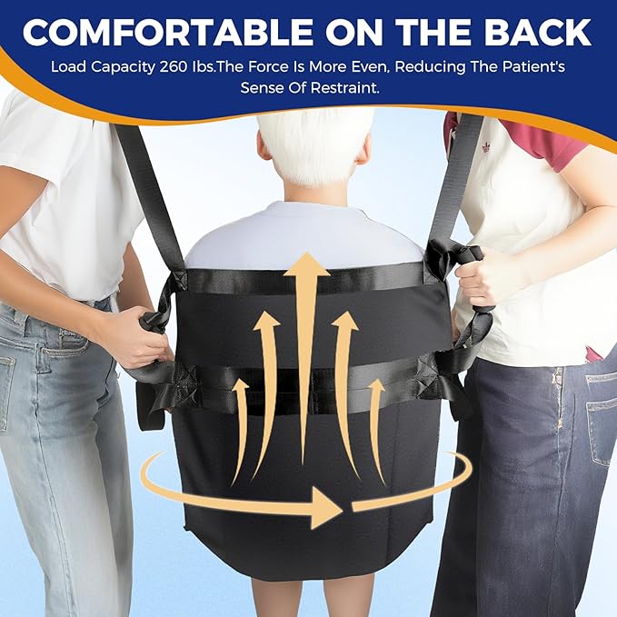 Patient Lift Transfer Belt for Wheelchair to Car/Bed, Emergency Evacuation Chair Stair Lift Assist pad, Portable Home Slide Board Sling Seat Cushion for Transferring Elderly and Disabled People.