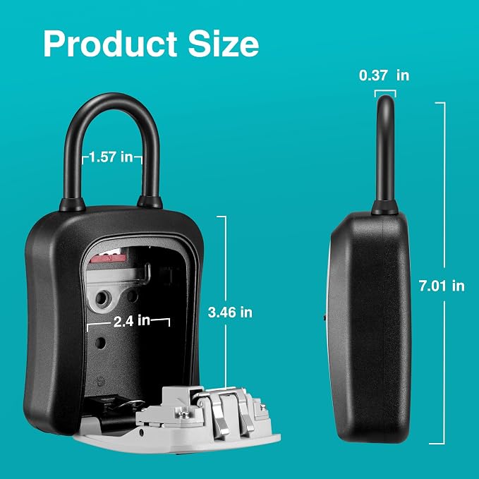 Puroma Key Lock Box Large Outdoor Code Safe Portable Safe Box Rental Home | Outside, Portable, Wall Mount, Doorknob, Resettable, Combination, Weatherproof, High-capacity, Hold 5 Keys, for Guest Realtor