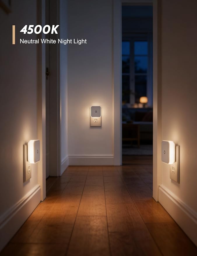 Sujeet Night Light, 4 Pack 1-50LM Stepless Dimming LED Night Light with 3CCT (3000K/4500K/6500K), Night Lights Plug into Wall for Adults, Bedroom, Bathroom, Hallway, Kitchen, Kids, No Light Sensor