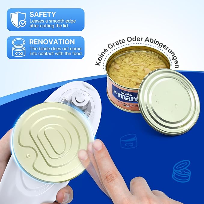 Electric Can Opener, Automatic Can Opener, Suitable for Any Size Cans | Battery Powered, Hands Free, Smooth Edge, Can Opener for Seniors is an Ideal Kitchen Gadget for Women and Left Handed People