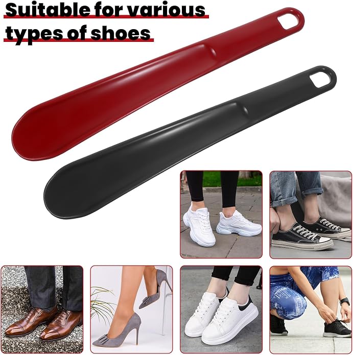 Ymapinc 2-Pack Long Handle Plastic Shoe Horn, Shoehorns for Traveling, Shoe Stick Helpers to Put on Your Ski Boot