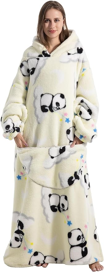 Blanket Hoodie, Long Hooded Blanket Sweatshirt as Birthday Gifts for Women Men, Long Wearable Blanket for Women Men.