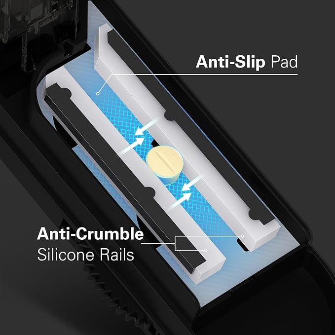 ONE PIX Multiple Pill Cutter Splitter for Small and Tiny Pills, Accurate 1/2 Tablet Splitter with Adjustable Bars & Hidden Blade, Safely Cuts Large Medication for Seniors & Pets, Grey