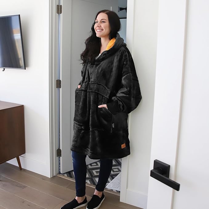 Catalonia Oversized Blanket Hoodie Sweatshirt, Wearable Sherpa Lounging Pullover for Adults Women Men