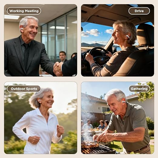 Hearing Aids for Seniors Rechargeable OTC Hearing Aids Comfortable Semi In Ear Design No Ear Blocking 16 Channel Smart Noise Reduction Whistle Suppression HD Clear Sound Digital Battery Display 70+ Hours Long Standby 5 Volume Levels Easy to Use