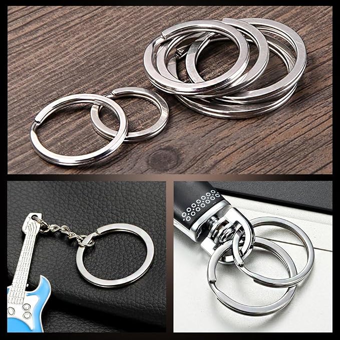 Swpeet 60 Pcs Assorted Multi-Purpose Metal Keychain Rings Split Keyrings Flat O Ring for Home Car Keys Attachments Keys Pendants - 20mm, 25mm, 30mm, 35 mm, 38 mm