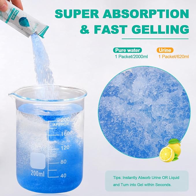 Lemon 50 Portable Toilet Bags with 50 Poo Gel Set, 8 Gallon Capacity | Camping Toilet Bags with Absorbent Gels Waste Bags, Portable Trash Bag for Camping Potty Rvs Travel