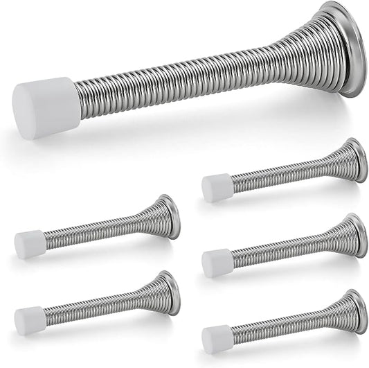 Ravinte Door Stoppers, 6 Pack Spring Door Stops with Rubber Bumper, Satin Nickel Door Stoppers for Bottom of Door