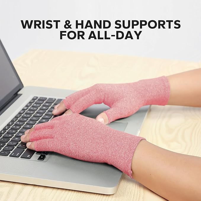 Fingerless Compression Gloves (1 Pair), Cotton Arthritis Gloves Women Men, Arthritis Pain Relief Gloves, Hand Compression Gloves Arthritis for Carpal Tunnel, Rheumatoid, Tendonitis