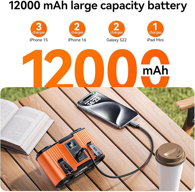 Doublepow 12000mAh Portable Waist Fan, Personal Waist Fan, Dual Air Ducts Motors, USB Rechargeable Clip On Belt for Working, 10 Speeds & 23H Wearable Neck Cooling, for Outdoor, Work, Travel (Orange)