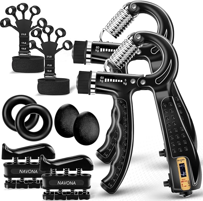5/10 PCS Grip Strength Trainer Kit, Hand Gripper Strengthener, Forearm Strengthener, Finger Strengthener, Finger Exerciser, Stress Relief Ball,Forearm Workout Ring for Muscle Building and Injury Recover