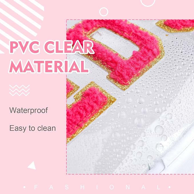 Hillban 2 Pcs Medicine Bag Chenille Letter Patch Meds Bags Travel Cases Preppy Clear Nylon Portable Makeup Bags Zipper Cosmetic Toiletry Storage for Women PVC Transparent Mini First Aid Bag(Adorable)