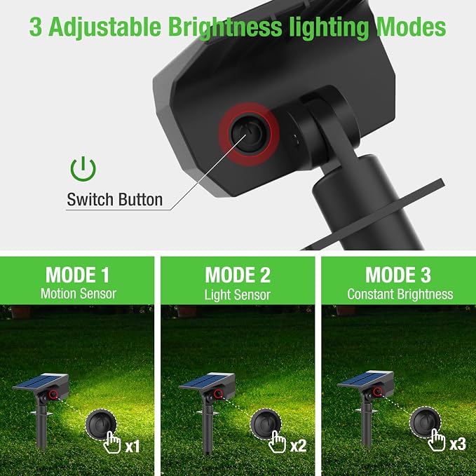 nipify Solar Lights Outdoor Waterproof, Motion Sensor Spot Landscape Light | 4 Pack/3 Modes/56 LED, Cool White, Solar Powered, Lighting for Outside Pathway Yard Lawn Garden Walkway Pathway
