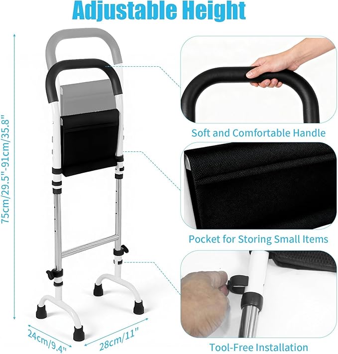 Stand Assist(White)-Mobility Standing Aid Rail for Couch, Chair, Bedside, Toilet. Assistance Handle for People with Limited Mobility