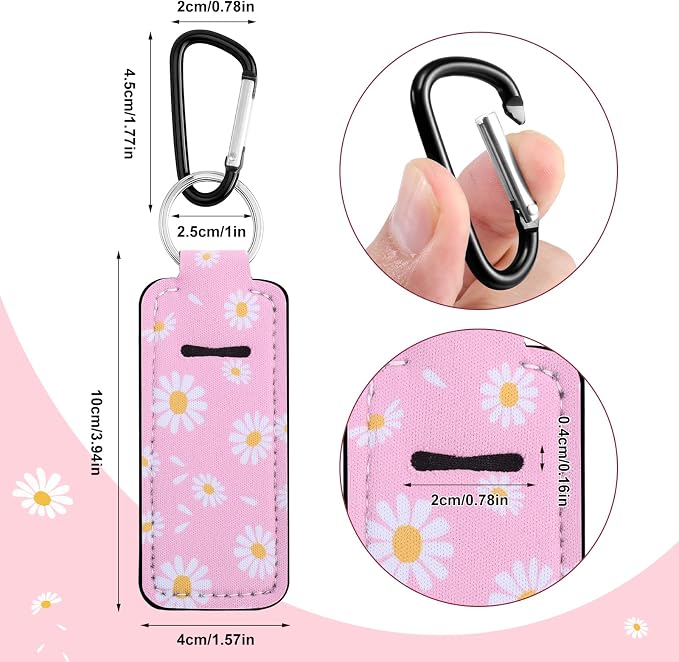 Pengxiaomei 3 Pcs Chapsticks Holder Keychain for Lipstick, Stocking Stuffers for Teen Girls Women Small Christmas Gifts