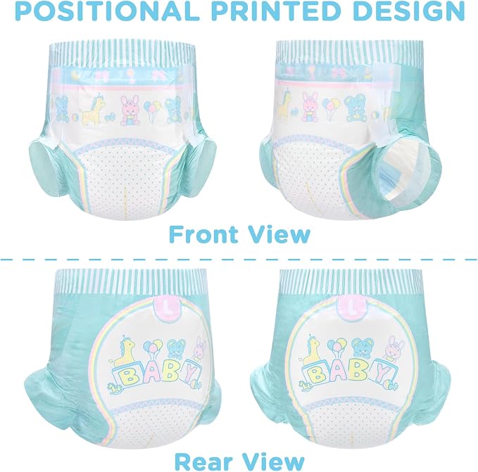 Littleforbig Adjustable Hook-and-Loop Fastener Closure Adult Printed Cloth Back Diaper 10 Pieces - Baby Parade (Large 36"-48")
