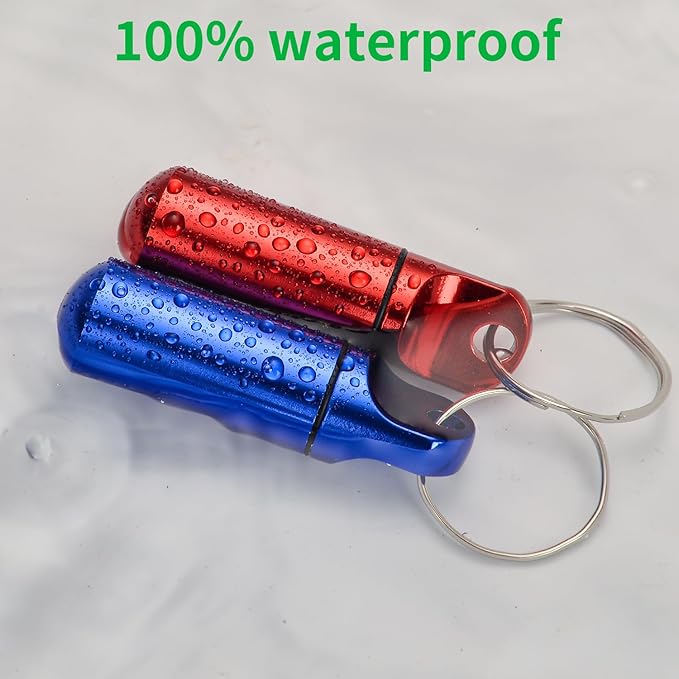 Urekt Small Pill Box Keychain, (4 Pack) Portable Keychain Pill Holder Aluminum Alloy Medicine Organizer Mini Metal Pill Case for Purse Waterproof Travel medication Container for Outdoor Camping Travel