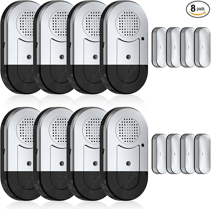 Sanjie Door Alarms When Opened,Door Window Alarm Sensors for Kids Safety/Home Security/Pool/Garage/Dementia/Toddler/Travel Security,Easy to Install,Volume Control/Loud Alert,Long Battery Life,8 Pack