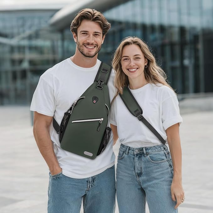 MOSISO Small Sling Bag for Men, Crossbody Shoulder Chest Daypack Bag | Sling Backpack for Casual Travel Hiking