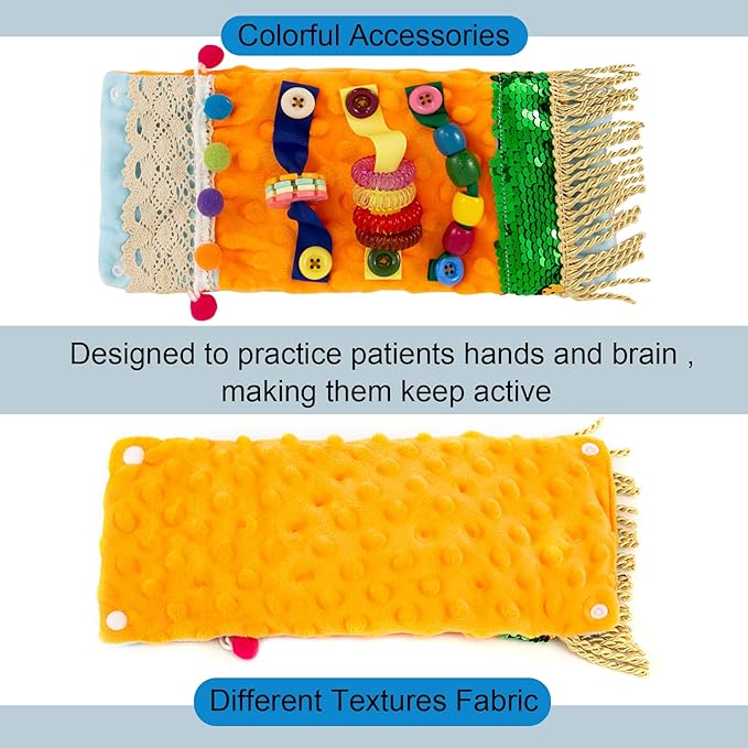 Sensory Blanket for Adults with Dementia, Dementia Activities for Seniors, Alzheimer's Products, Sensory Board with Buttons & Textures, Anxiety Relief Gifts for Elderly