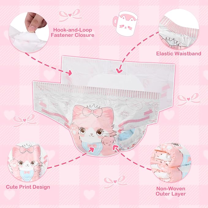 Landofgenie Adult Diaper with Hook-and-Loop Fastener 10 Count, 2 Pattern, L | 5000 mL Absorbency, Side Leak-Proof Barriers, Elastic Cuffs & Waistband