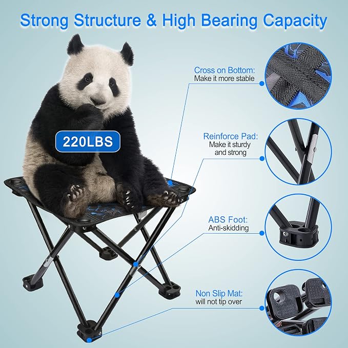 Folding Camping Stool Portable Chair for Fishing Hiking Camping and Beach | Mini Foldable Stool Portable Stool for Outdoor Gardening with Carry Bag(Camouflage)