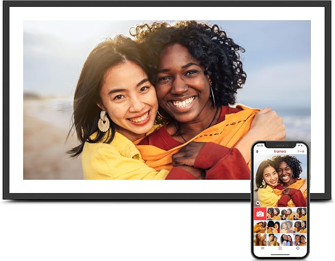 Frameo 15.6" Digital Picture Frame WiFi, Large Digital Photo Frame WiFi, 1920 * 1080 IPS FHD Touchscreen, 32GB Storage, Instant Share Photo Video, Wall-Mountable & Tabletop Display, Gift for Mom