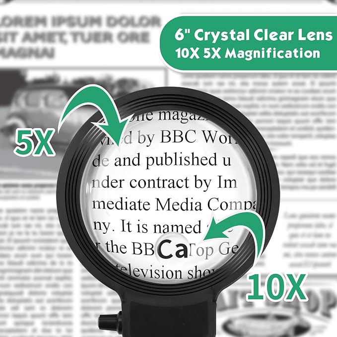 10X 30X Floor Magnifying Glass with Light and Stand,36 LED Flexible Gooseneck Magnifying Lamp, Adjustable Brightness Large Lighted Magnifiers for Reading,Sewing,Crafts,Painting,DIY,Close Work