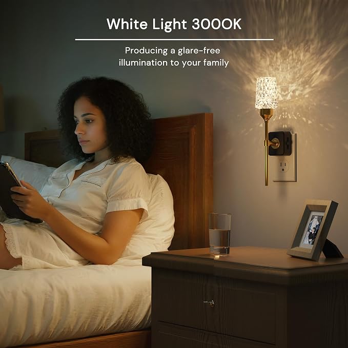 L LOHAS LED Night Light, Night Lights Plug into Wall | Automatic Night Lights with Auto Light Sensor, 0-100LM Adjustable Brightness Rotating Crystal Nightlight for Bedroom Hallway
