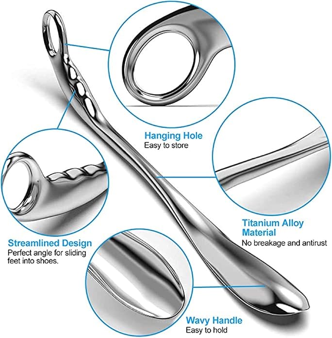 Shoe Horn Long Handle for Men Women Extra Long Handled Metal Wide Shoehorn for Seniors Solid Sturdy Durable Shoe Spoon Helper