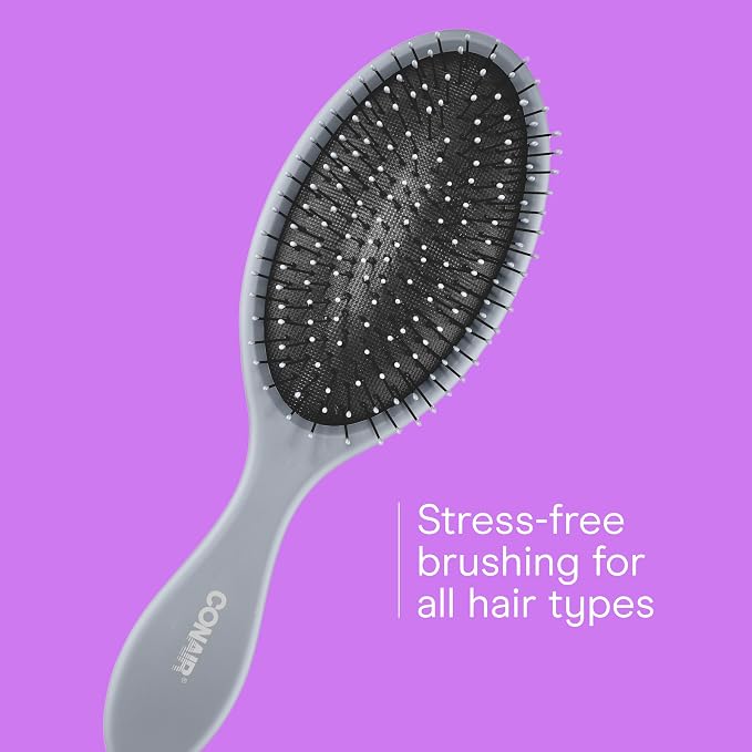Conair Detangling Hair Brush Set, Wet or Dry Hair, 3-Pack | Ideal wet hair brush or dry hair brush on all hair types, ball-tipped bristles & paddle-brush design gentle detangle strands