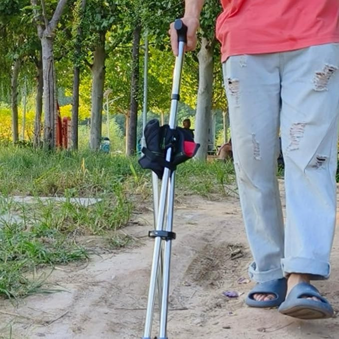 Cane with Chair - 50cm Oxford Cloth Walking Stick, Anti Slip Mobility Aid Stool, Fold Seat for Elderly Adults, Steel Frame Oxford Cloth Support | Portable Travel Hiking Camping Outdoor Convenient